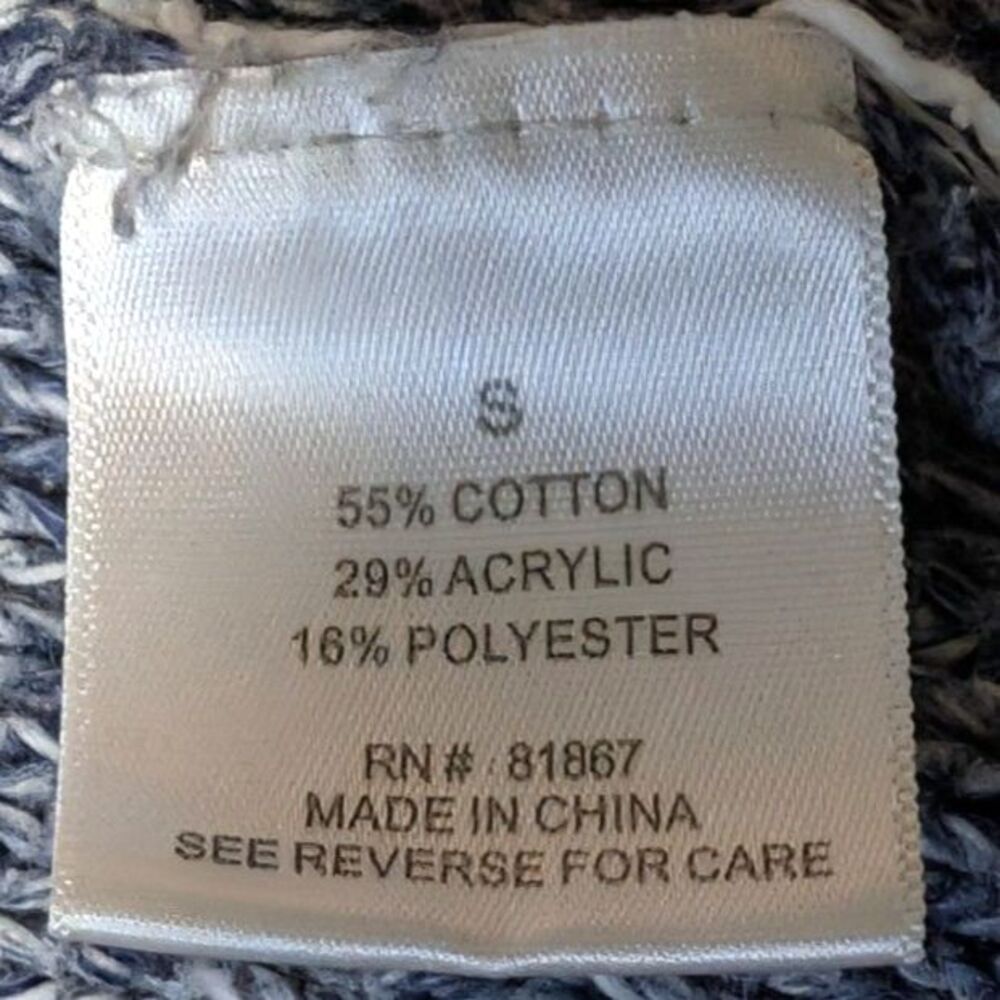Olivia Sky Blue & Ivory Striped Knit Sweater Relaxed Lightweight Crewneck Size S - Picture 5 of 5